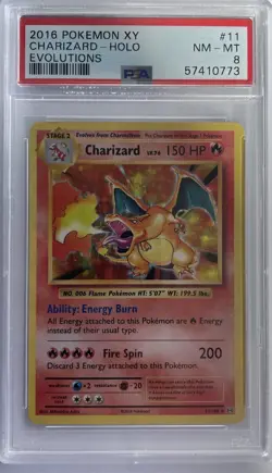 🔥 Charizard 11/108 Holo XY Evolutions PSA 8 Pokemon Card NM 2016 🦄 - Image 1
