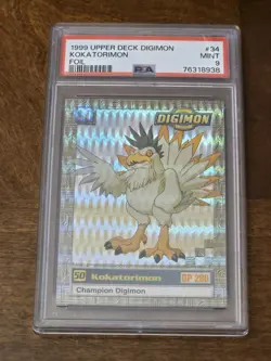 Digimon 1999 Upper Deck Card #34 Kokatorimon - Foil - PSA 9 Mint - Image 1