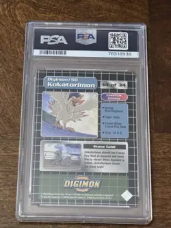 Digimon 1999 Upper Deck Card #34 Kokatorimon - Foil - PSA 9 Mint - Image 2
