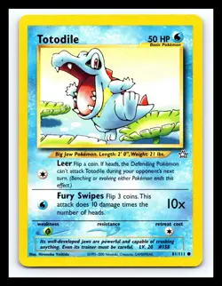💥 Totodile Pokemon 2000 Neo Genesis Non Holo Foil Vintage Card # 81/111 - Image 1