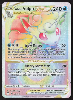Alolan Vulpix VSTAR Rainbow Rare 197/195 Pokemon Silver Tempest - Image 1