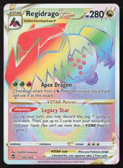Regidrago VSTAR Rainbow Rare 201/195 Pokemon Silver Tempest - Image 1