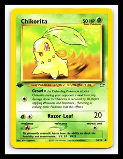 💥 Chikorita 1st Edition Pokemon 2000 Neo Genesis Non Holo Foil Vintage # 54/111 - Image 1