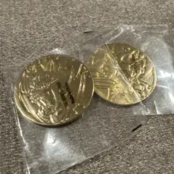 Pokemon TCG Metal Gold Coins OFFICIAL Zacian+Zamazenta Ultra Premium Collection - Image 1