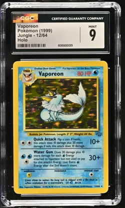 CGC 9 MINT Vaporeon 1999 Jungle 12/64 Holo Pokemon Card - Image 1
