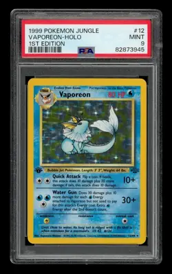 1999 Pokemon Jungle 1st Edition: # 12 Vaporeon-Holo PSA 9 MINT - Image 1