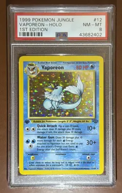 1999 Pokemon Jungle 1st Edition Vaporeon #12 English Holo Rare 12/64 PSA 8 NM-MT - Image 2