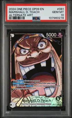 2024 One Piece OP09 En Marshall D. Teach Alternate Art #081 Psa 10 - Image 1