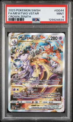 Mewtwo VStar Pokemon TCG #GG44 Crown Zenith PSA 9 Mint - Image 1