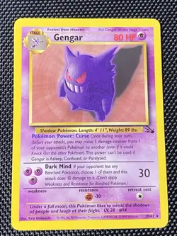 Pokemon TCG Gengar 20/62 Fossil Set Non Holo Rare Unlimited 1999 WOTC - Image 1