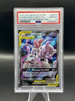 PSA 10 Mewtwo & Mew GX FA Black Star Promo SM191 Pokemon Sun & Moon 2019 ENGLISH - Image 1