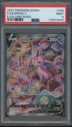 2021 Pokemon SWSH Evolving Skies Full Art #180 Espeon V Mint PSA 9 - Image 1