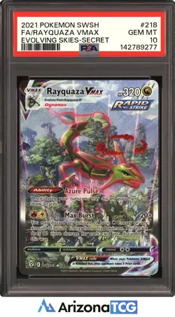 Pokemon 2021 Rayquaza VMAX 218/203 Alt Art Evolving Skies GEM MINT PSA 10 - Image 1