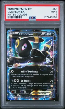 2016 POKEMON XY FATES COLLIDE #55 UMBREON EX PSA 9 - Image 1