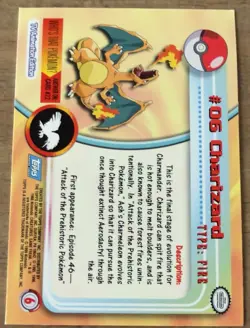 1999 Topps Pokemon TV Foil #6 Charizard - Image 2