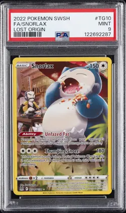 2022 POKEMON SWORD & SHIELD LOST ORIGIN #TG10 FULL ART/SNORLAX PSA 9 - Image 1