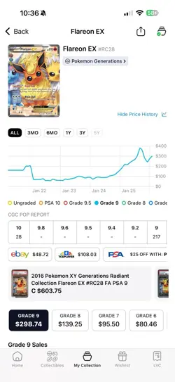 Pokemon Flareon EX Full Art Holo RC28 Generations Radiant Collection PSA 9 2016 - Image 4