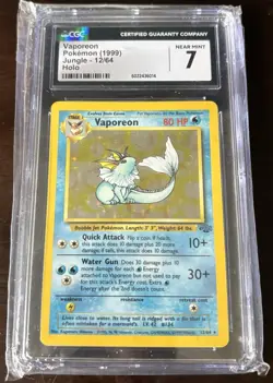1999 Pokemon Vaporeon Jungle Holo Card 12/64 CGC 7 Near Mint Graded - Image 1