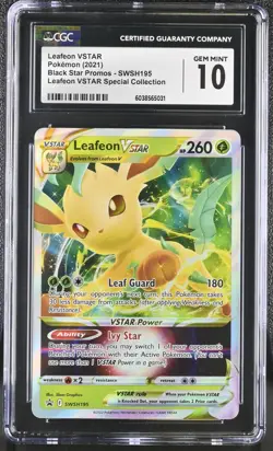 CGC GM 10! Leafeon VSTAR SWSH195 SWSH: Sword & Shield Promo Cards Holo - Image 1