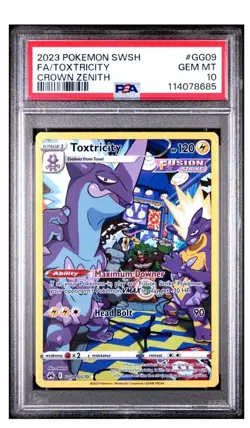 2023 Pokemon Sword & Shield CROWN ZENITH #GG09 Full Art TOXTRICITY PSA 10 GEM! - Image 1