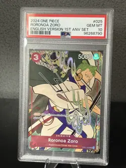 2024 ONE PIECE ENGLISH VERSION 1ST ANNIVERSARY SET #025 RORONOA ZORO PSA 10 - Image 1