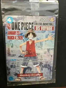 One Piece Monkey D Luffy College Basketball US Voyage Promo Card Sealed UConn - Image 1