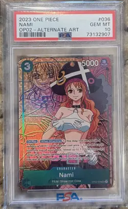 One Piece Paramount War Nami Alt Art OP02-036 PSA 10 - Image 1