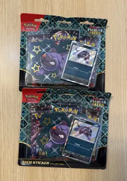 Paldean Fates Tech Sticker Collection Pokemon Tcg 3 Pack Blister Lot of 2 Sealed - Image 1