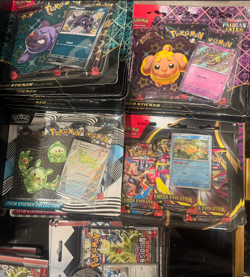 Lot of 16 - Pokemon TCG Paldean Fates Tech Sticker 3-Pack Blisters SEALED Mew 10 - Image 1