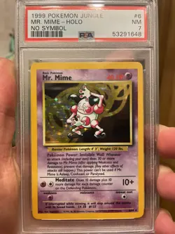 PSA 7 Near Mint Mr. Mime HOLO NO SYMBOL ERROR Pokemon Jungle WOTC 6/64 1999 - Image 1