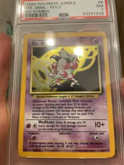 PSA 7 Near Mint Mr. Mime HOLO NO SYMBOL ERROR Pokemon Jungle WOTC 6/64 1999 - Image 3