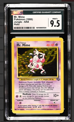 CGC 9.5 MINT Mr. Mime 1999 Jungle 6/64 Holo Pokemon Card - Image 1