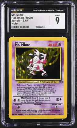 CGC 9 MINT Mr. Mime 1999 Jungle 6/64 Holo Pokemon Card - Image 1