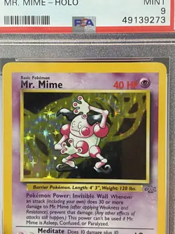 Pokemon PSA 9 MINT 1999 Mr. Mime Jungle Unlimited Holo 6/64 - Image 2