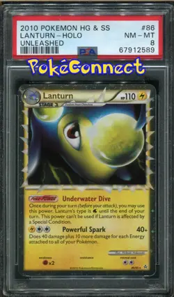 PSA 8 Pokemon Lanturn Prime HGSS: Unleashed 86/95 Holo Rare Card - Image 1