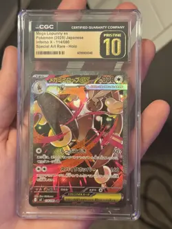 CGC PRISTINE 10 Mega Lopunny ex 114/080 SAR Inferno X Holo Pokemon Card JPN - Image 3