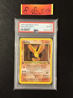 PSA 6 Moltres 1st Edition Holo Rare Fossil 12/62 Pokemon Card - Image 1