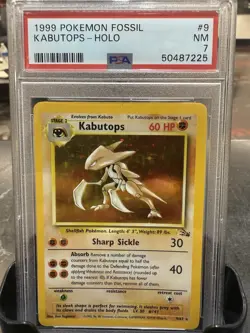 Pokemon TCG Kabutops Fossil Holo Rare Unlimited Card 9/62 PSA 7 - Image 1