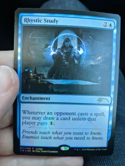 1x Rhystic Study Judge Foil NM MTG Commander Blue Staple x1 - Image 1
