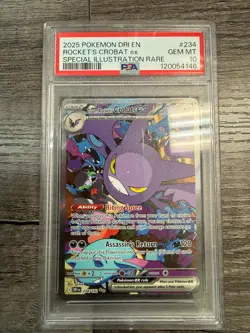 2025 POKEMON DRI EN-DESTINED RIVALS #234 TEAM ROCKET'S CROBAT EX PSA 10 - Image 1