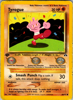 Tyrogue 66/75 1st Edition Neo Discovery Pokemon - Image 1