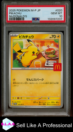 PIKACHU MCDONALD'S POKEMON JAPANESE M-P PROMO 2025 020 PSA 10 - Image 1
