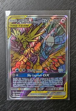 Pokemon Moltres & Zapdos & Articuno GX SM210 Sm Holo Hidden Fates READ - Image 1