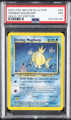 2001 POKEMON NEO REVELATION 1ST ED #66 SHINING MAGIKARP-HOLO PSA 7 - Image 1