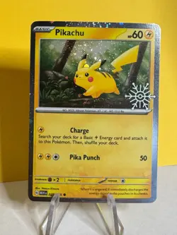 Pikachu 025/165 Pokemon Holiday Snowflake Stamped Promo - Image 2