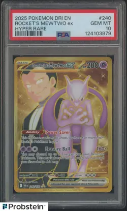 2025 Pokemon Destined Rivals Team Rocket’s Mewtwo Ex Hyper Rare #240 PSA 10 - Image 1