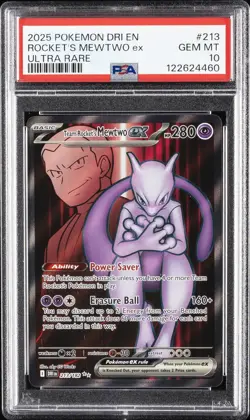 2025 POKEMON DRI EN-DESTINED RIVALS ULTRA RARE TEAM ROCKET'S MEWTWO EX PSA 10 - Image 1