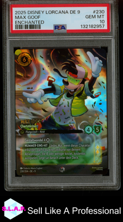 MAX GOOF ENCHANTED DISNEY LORCANA GERMAN DE 9-FABLED 2025 230 PSA 10 - Image 1