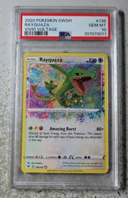 2020 Pokemon SWSH Vivid Voltage #138 Rayquaza Amazing Rare PSA 10 Gem Mint - Image 1