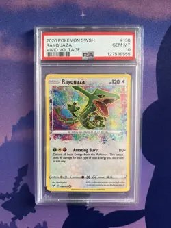 2020 Pokemon SWSH Vivid Voltage #138 Rayquaza Amazing Rare PSA 10 Gem Mint - Image 1